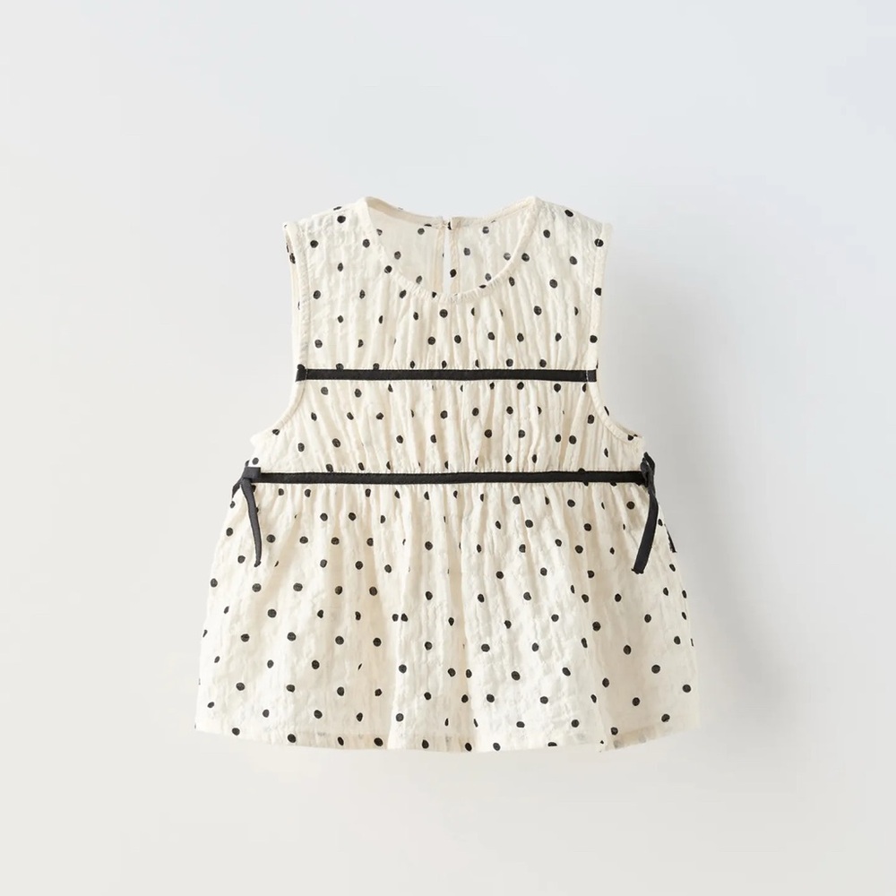 NWT Zara Polka Dot Ribbon Top 4
